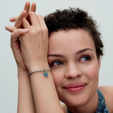 Pandora Charm Pendente Elefante Vetro di Murano Blu