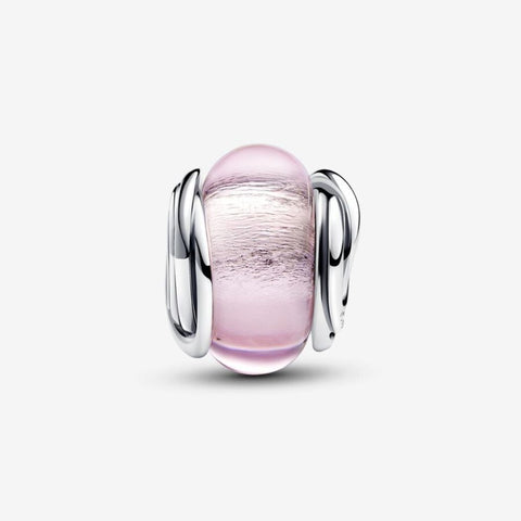 Pandora Charm Vetro di Murano Rosa e Cerchi