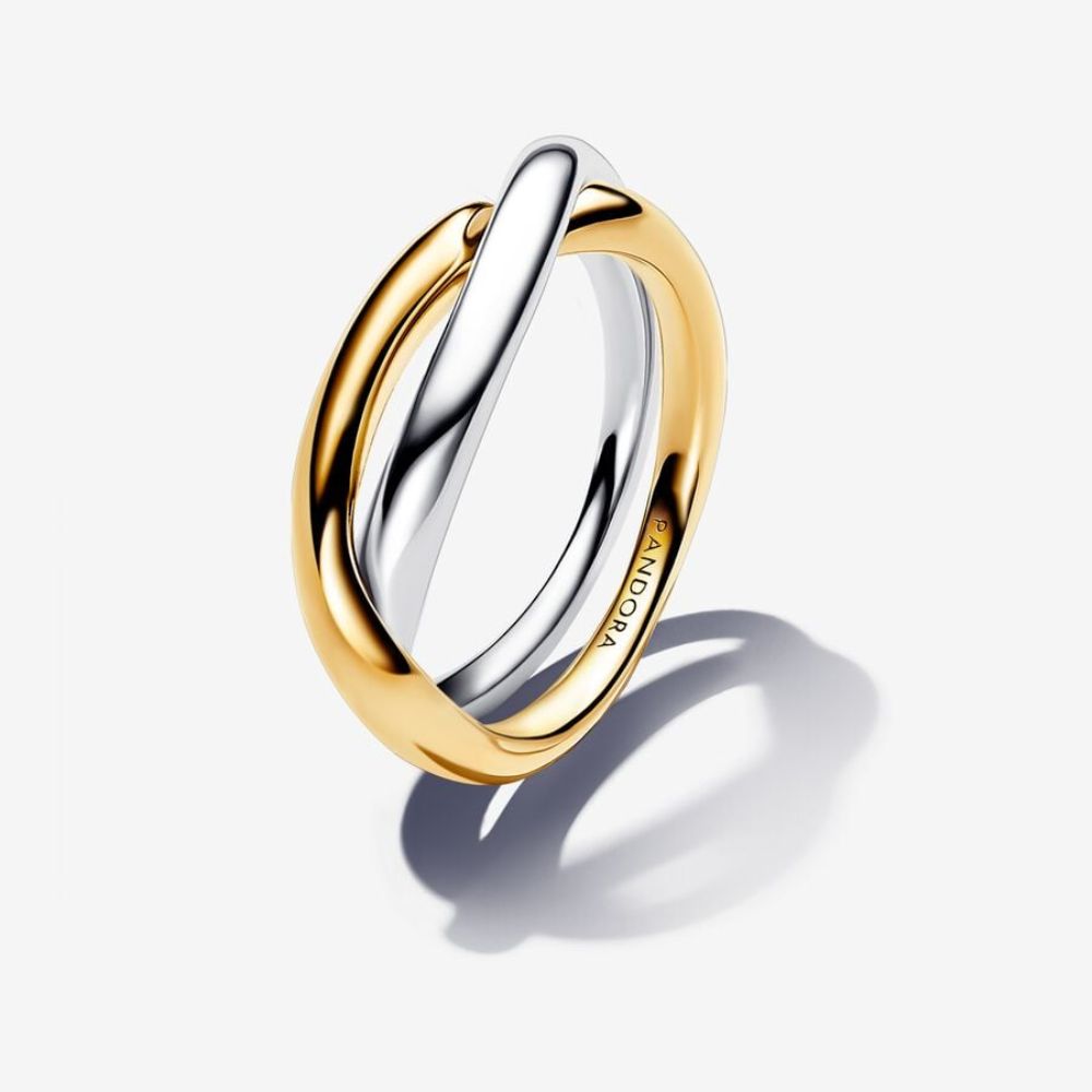 Pandora Anello Fascia Intrecciata Bicolore