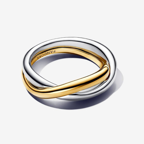 Pandora Anello Fascia Intrecciata Bicolore