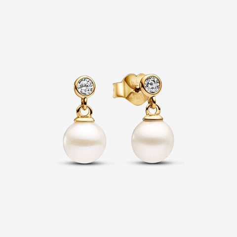 Pandora - Orecchini Pendenti con Perle d’Acqua Dolce Coltivate e Punti Luce