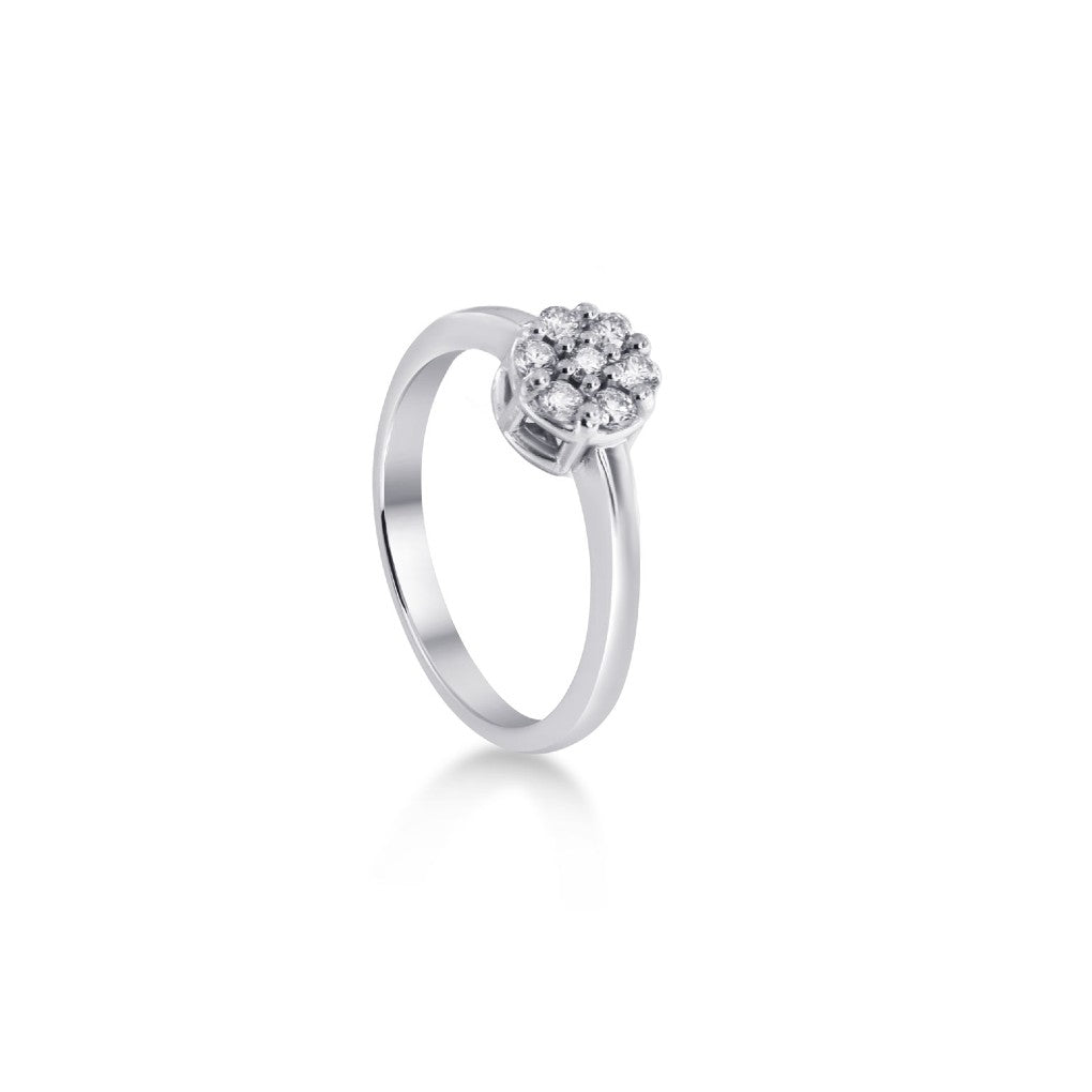 Lux - Anello solitario oro bianco 9kt e diamante lab grown 0,15 ct
