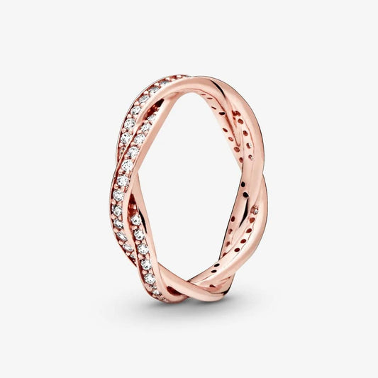 Pandora Anello linee intrecciate scintillanti