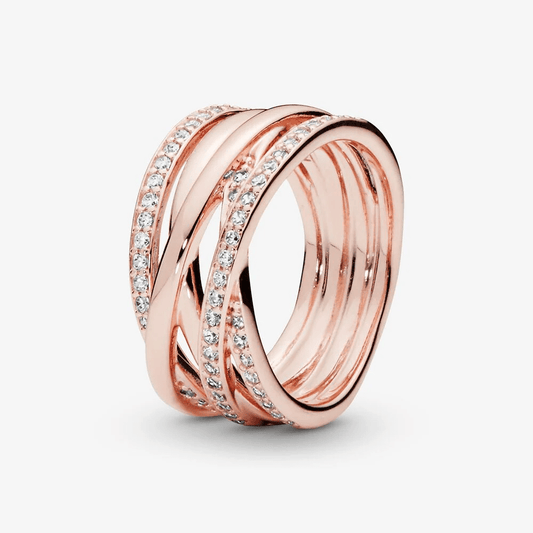 Pandora Anello Linee intrecciate scintillanti