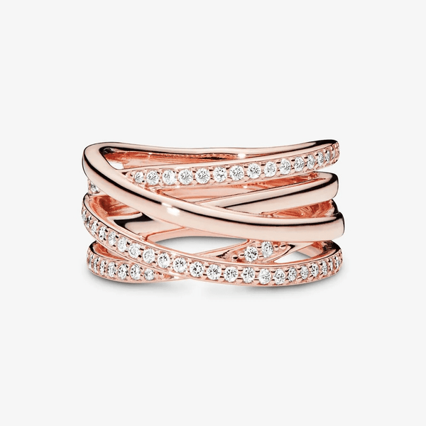 Pandora Anello Linee intrecciate scintillanti