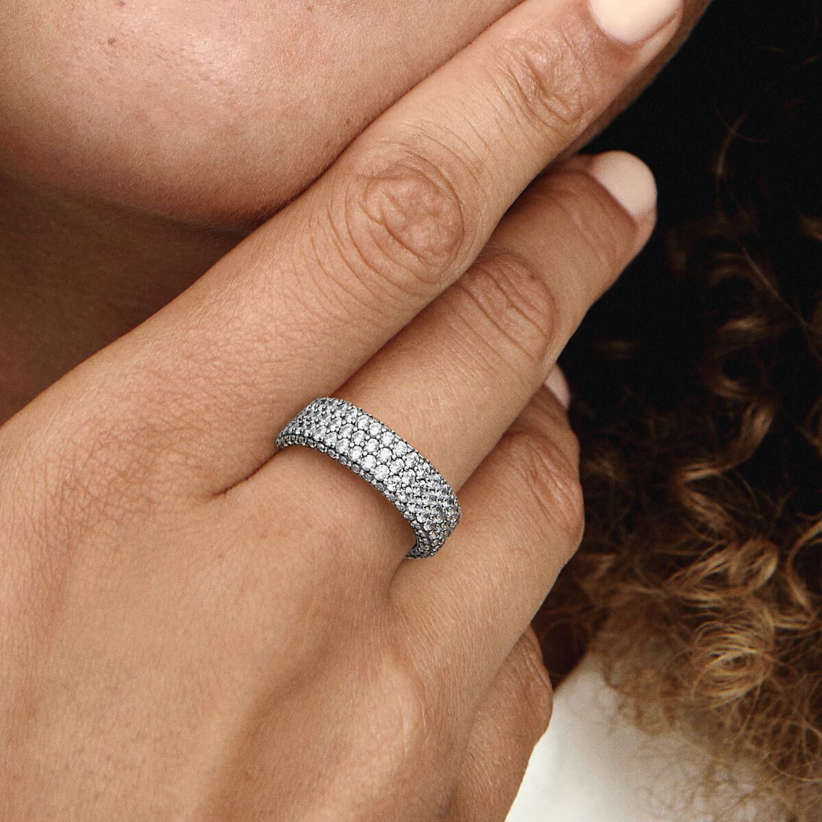 Pandora Anello Pavè Fascia Tripla