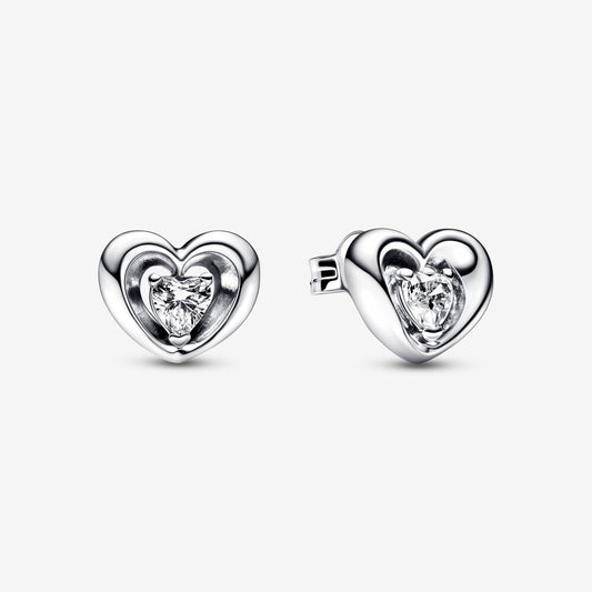 Pandora Orecchini a lobo Cuore Splendente con Pietra