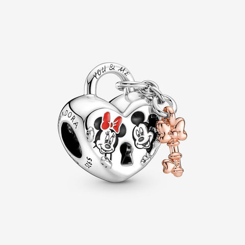 Pandora Disney, charm Lucchetto d'Amore Mickey Mouse & Minnie