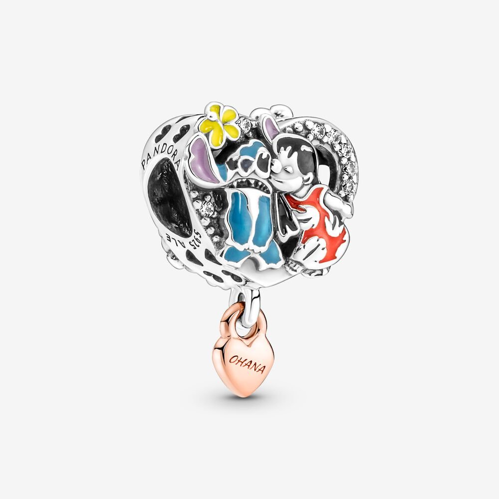 Pandora Disney, Charm Lilo & Stitch, Ohana in Argento