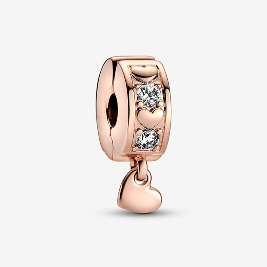 Pandora Clip Cuori e Pietre con Pendente a Cuore