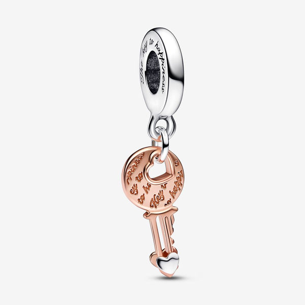 Pandora Charm Pendente Chiave della Felicità con Cuore scorrevole