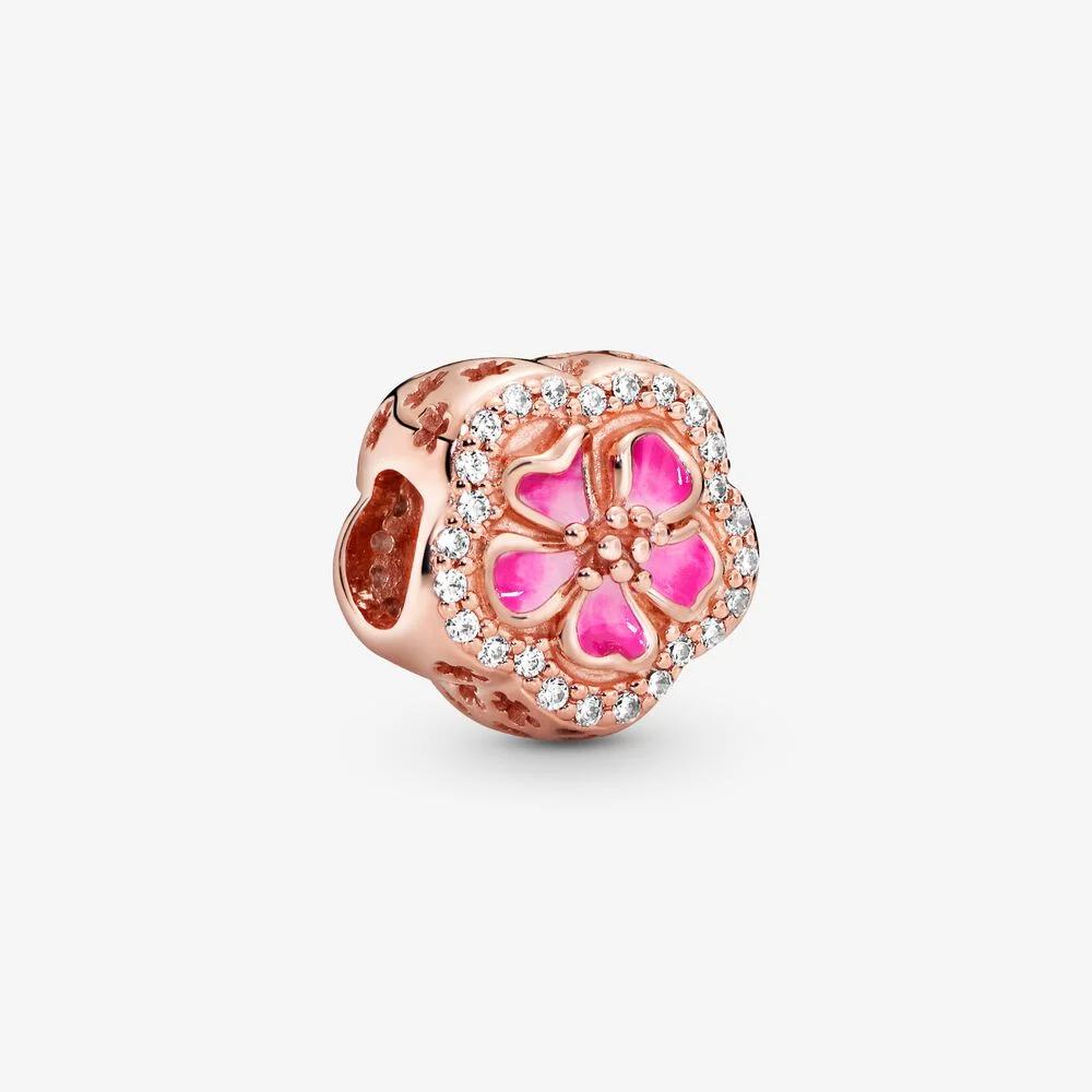 Pandora Charm Fiore di pesco scintillante rosa