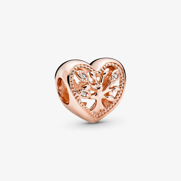 Pandora Charm a cuore con albero della vita openwork rose