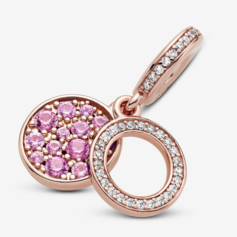 Pandora Charm pendente doppio con disco rosa scintillante Pandora Rose