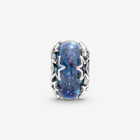Pandora Charm in vetro di Murano Blu con Stelle