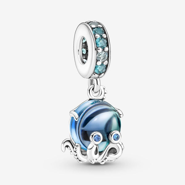 Pandora Charm Pendente Polpo Vetro di Murano in Argento