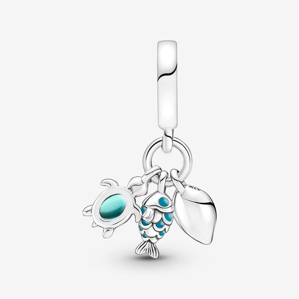 Pandora Charm Pendente Pesciolino, Tartaruga Marina e Conchiglia in Argento