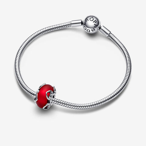 Pandora Charm Vetro di Murano Rosso e Cuori