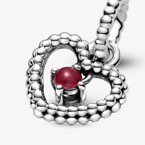 Pandora Charm pendente a cuore rosso scuro decorato con sfere Purely Pandora