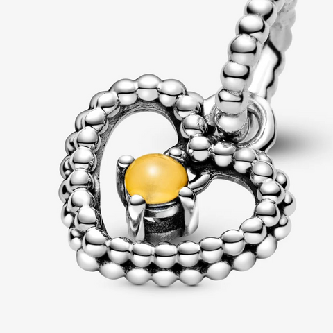 Pandora Charm pendente a cuore color Miele decorato con sfere Purely Pandora