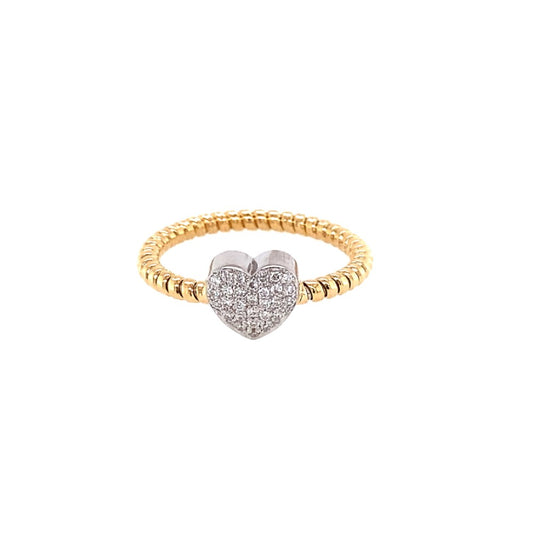 Anello in oro e diamanti forma a cuore