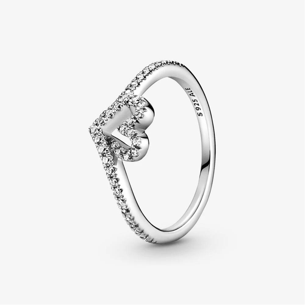 Pandora Anello Sparkling Wishbone Heart Ring