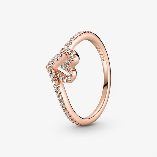 Pandora Anello con cuore chevron scintillante