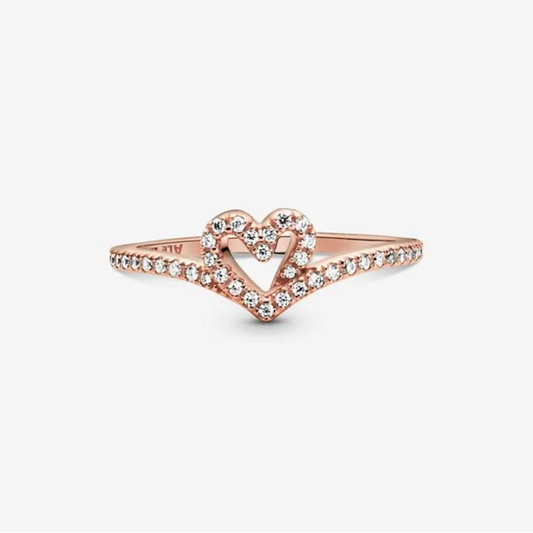 Pandora Anello con cuore chevron scintillante