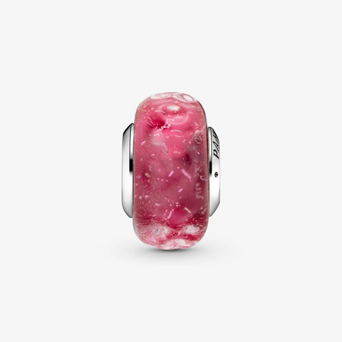 Pandora Charm in vetro di Murano rosa con onde