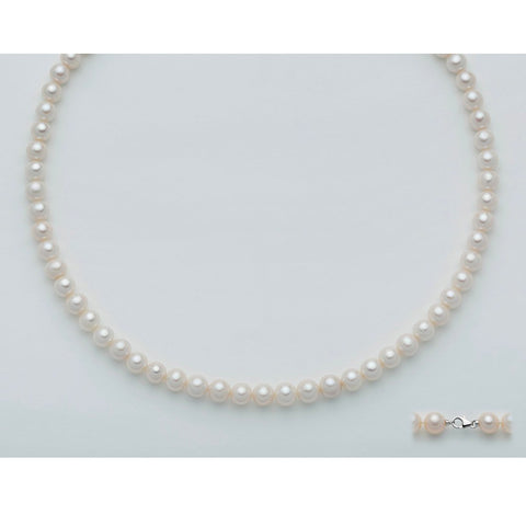Miluna - Collana perle bianche Miluna 5,5 - 6 mm e oro bianco