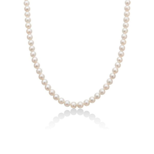Miluna - Collana perle bianche Miluna 5 mm e oro bianco