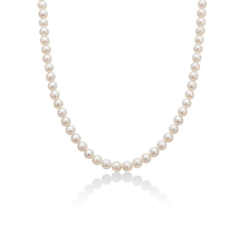 Miluna - Collana perle bianche Miluna 5 mm e oro bianco