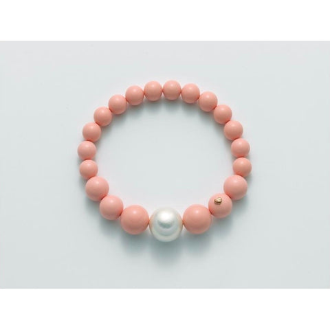 Miluna - Bracciale in corallo rosa e perla bianca