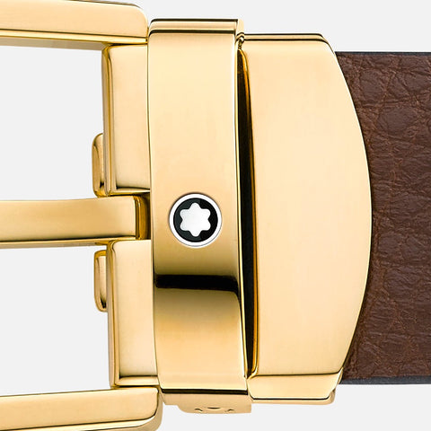 Montblanc Cintura in pelle marrone 30 mm con fibbia a ferro di cavallo