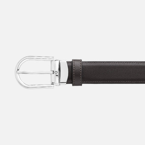 Montblanc - Cintura reversibile in pelle nera/marrone 30mm con fibbia a ferro di cavallo