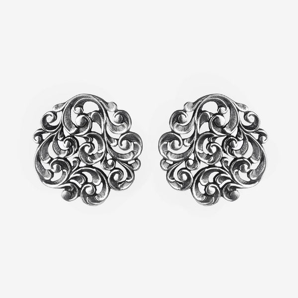 Maria e Luisa Jewels Orecchini in argento brunito con elemento a rosone