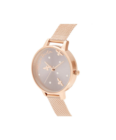Olivia Burton - Pearly Queen Pearl Detail Rose Gold Mesh