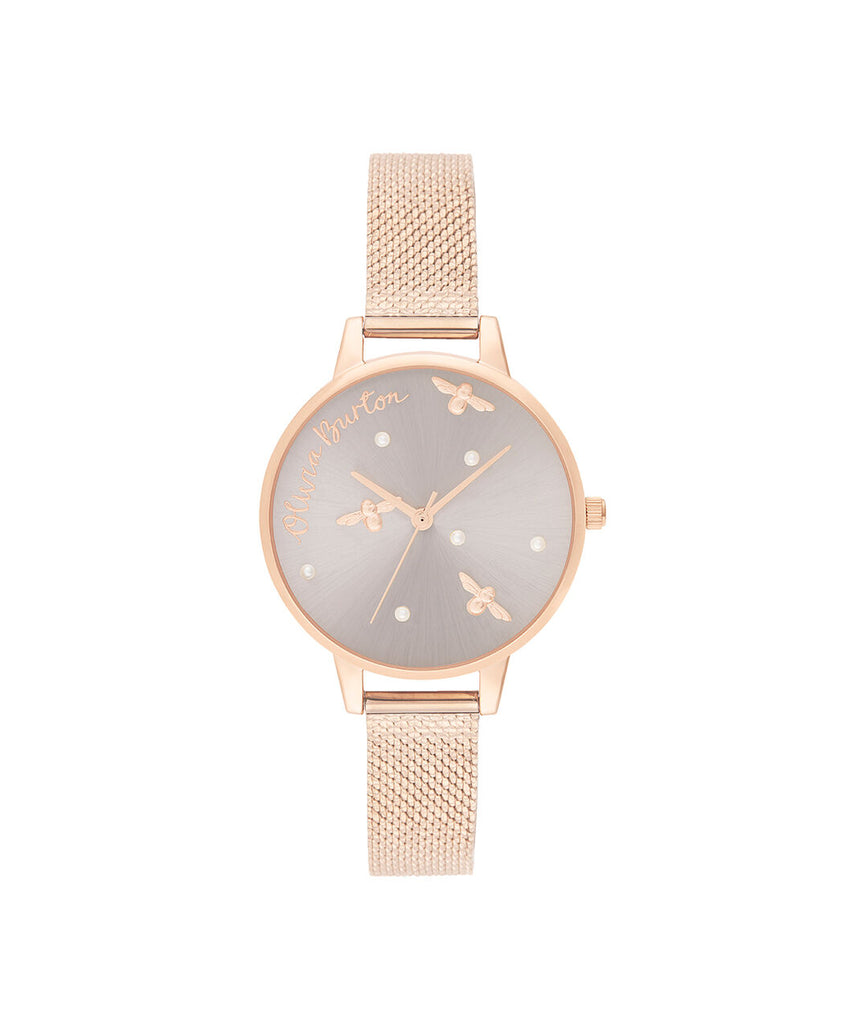 Olivia Burton - Pearly Queen Pearl Detail Rose Gold Mesh