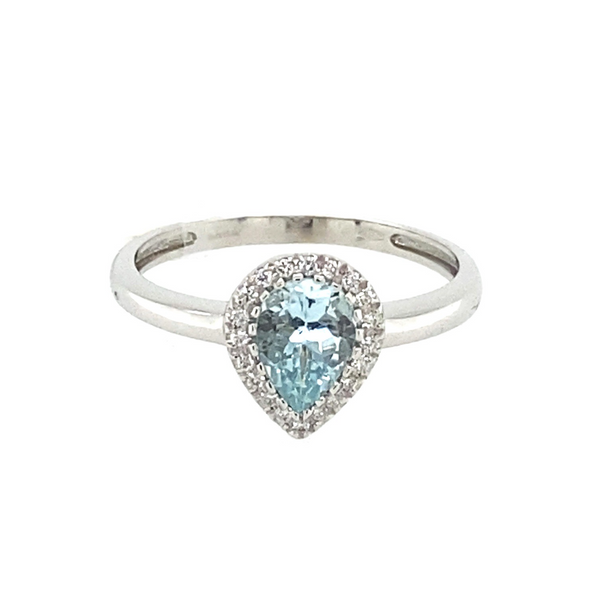 Anello con acquamarina taglio goccia e brillanti