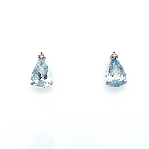 Orecchini con Acquamarina taglio goccia e brillanti mis. 3