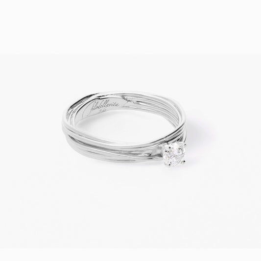 Rubinia Filodellavita - Solitario 7 fili in Oro Bianco 9kt con Diamante Colorless