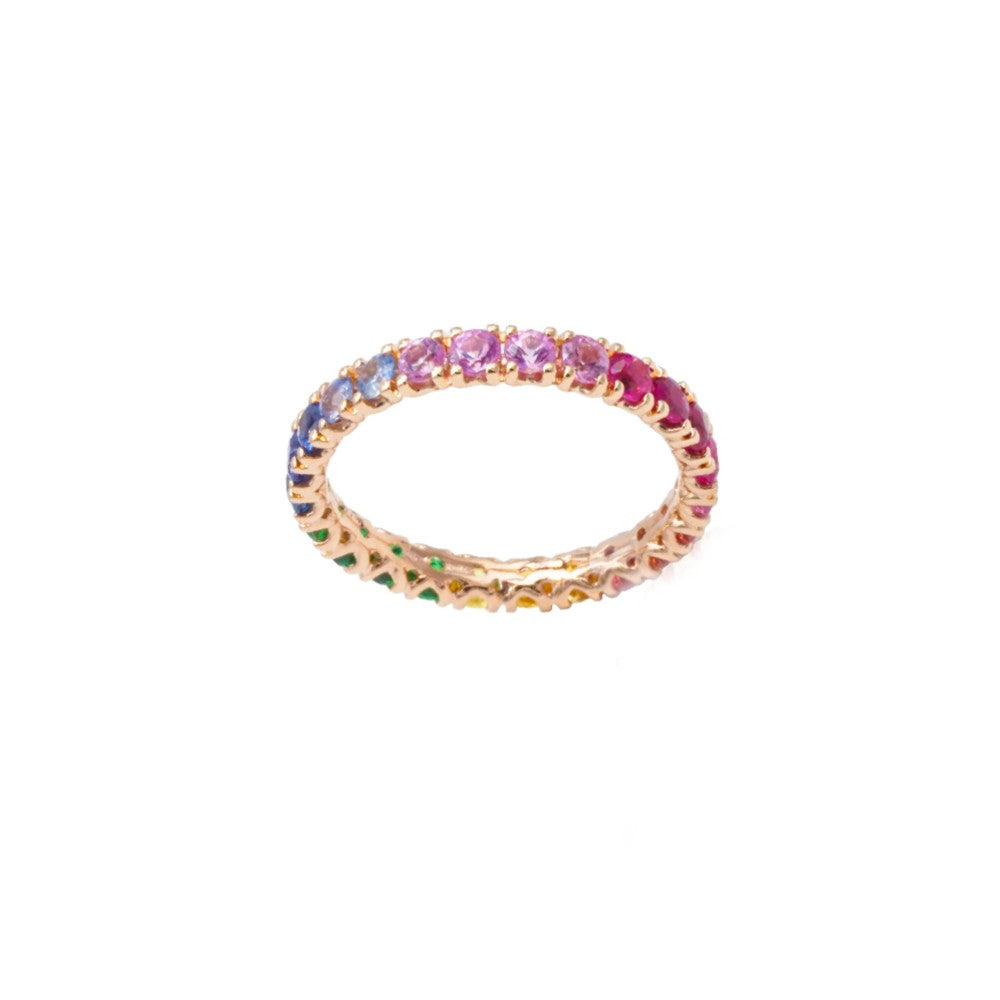 Crivelli Anello Veretta con Zaffiri Multicolor