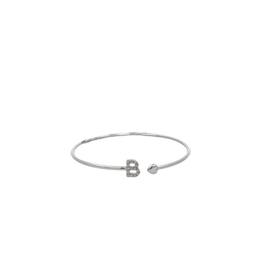 Bracciale rigido Crivelli con iniziale B in oro bianco e diamanti