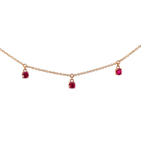 Dettaglio rubini pendenti ct. 0,60 girocollo Crivelli in oro rosa