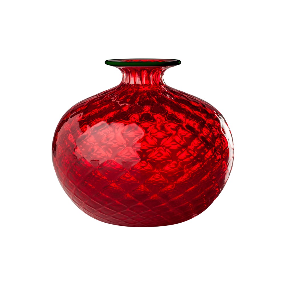 Venini Vaso Monofiore Balloton rosso / verde mela 12,5 cm