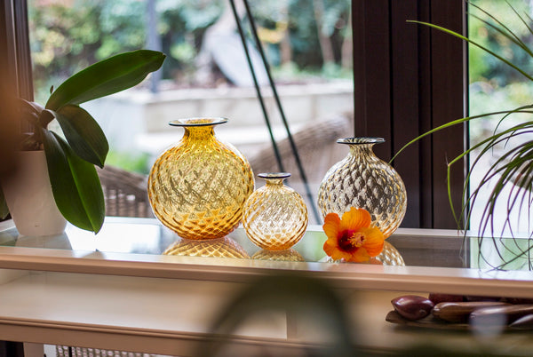 Venini Vaso Monofiore Balloton Ambra / Orizzonte piccolo